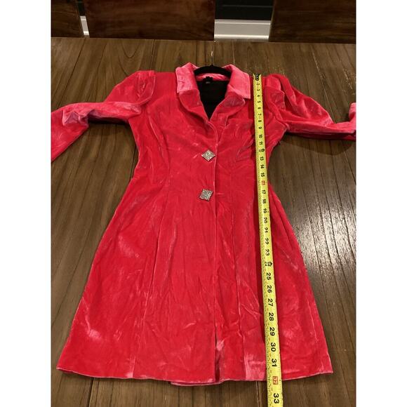River Island Velvet Blazer tux Dress Long Sleeve Diamond Buttons Pink velour 6 - Picture 9 of 14